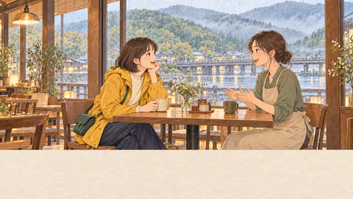 강가 카페 자리 묻기